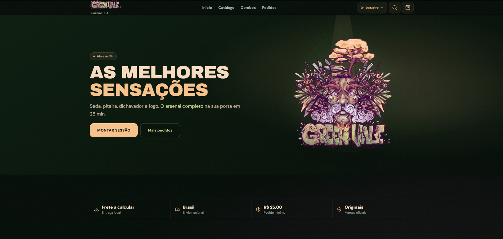 Interface desktop do projeto Tabacaria Green Vale